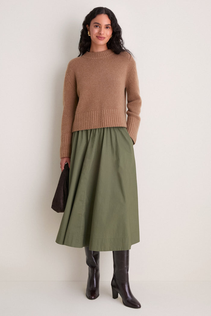 Olive Cotton Poplin Niki Circle Skirt