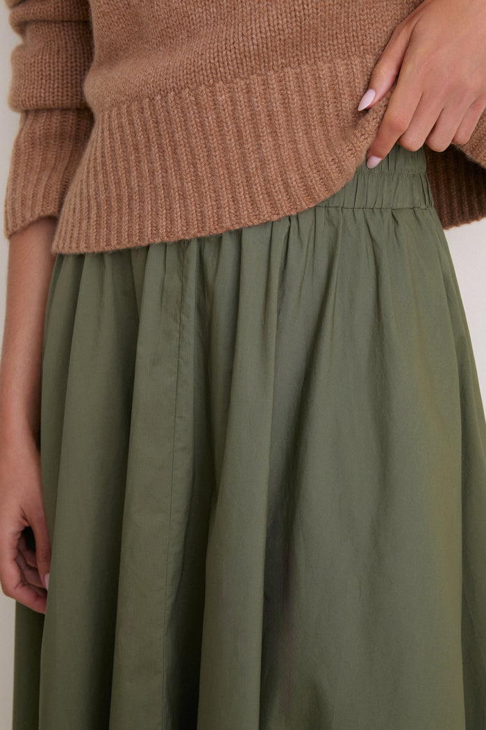 Olive Cotton Poplin Niki Circle Skirt