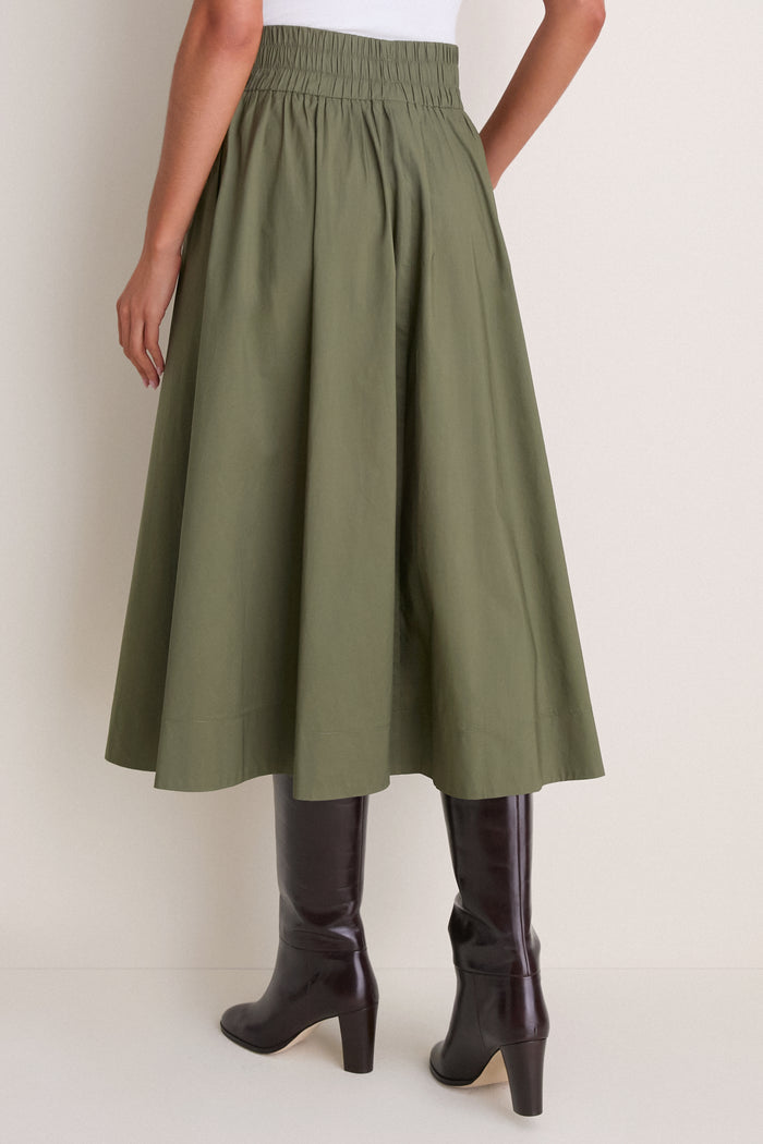 Olive Cotton Poplin Niki Circle Skirt