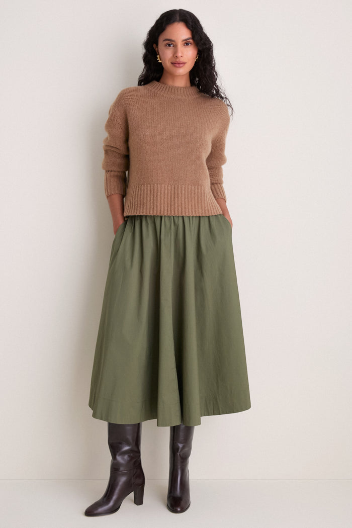 Olive Cotton Poplin Niki Circle Skirt