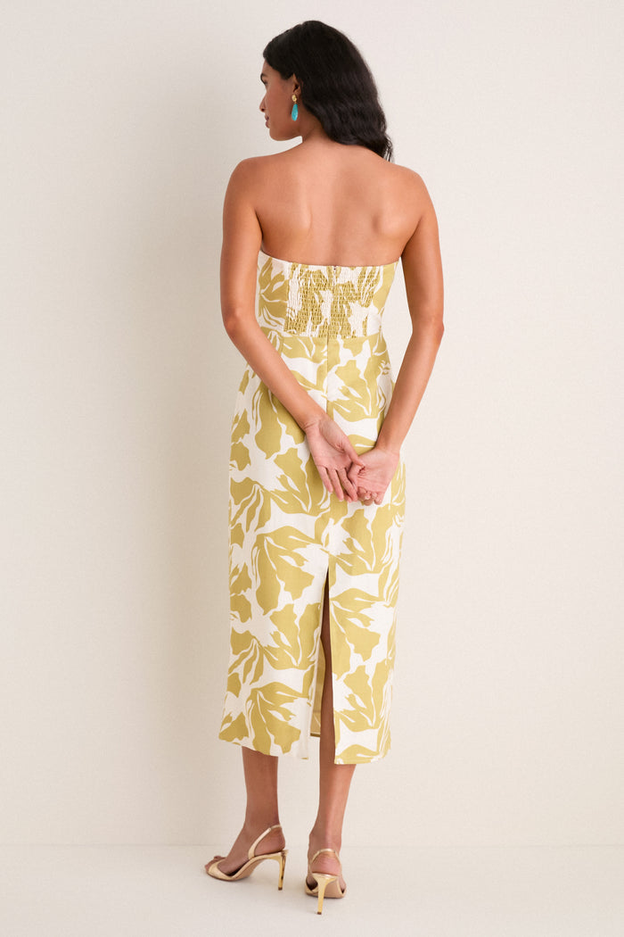 Olive & Cream Tropical Lowery Maxi Dress
