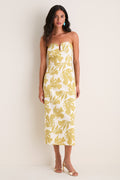 Olive & Cream Tropical Lowery Maxi Dress