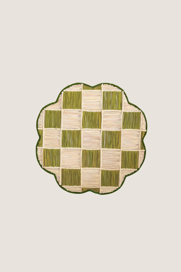 Olive Gingham Cloud Placemat