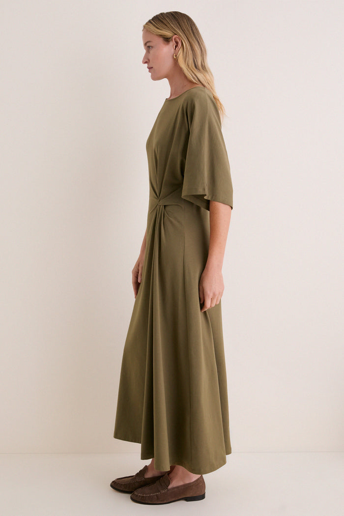 Olive Jersey Lisette Midi Dress