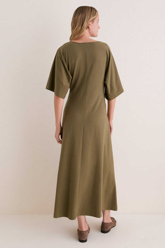 Olive Jersey Lisette Midi Dress