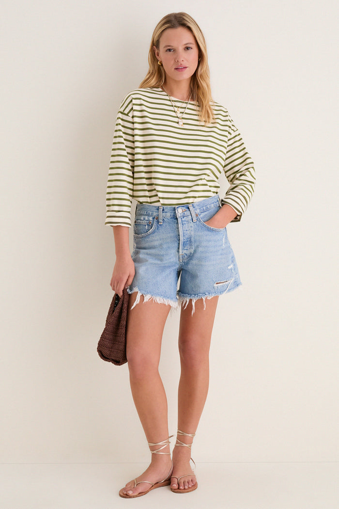 Olive Stripe Knit Odie Tee