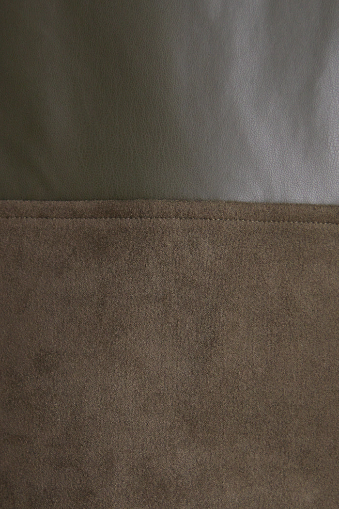 Olive Suede & Leather Mixed Media Martie Mini Dress