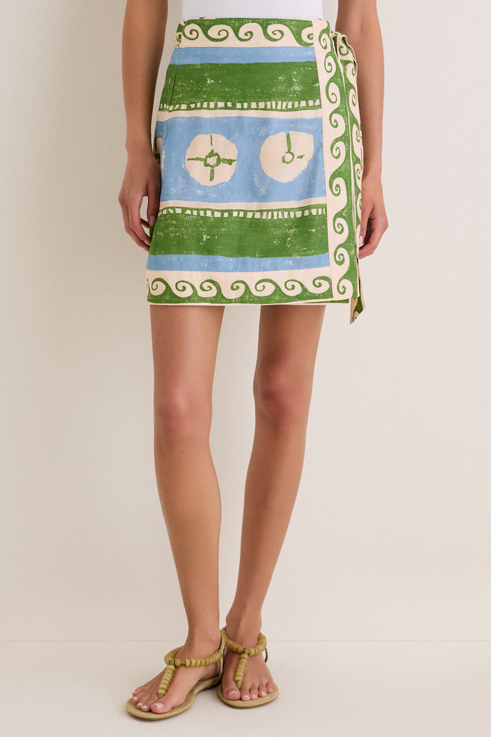 Olympia Fresco Payton Wrap Mini Skirt