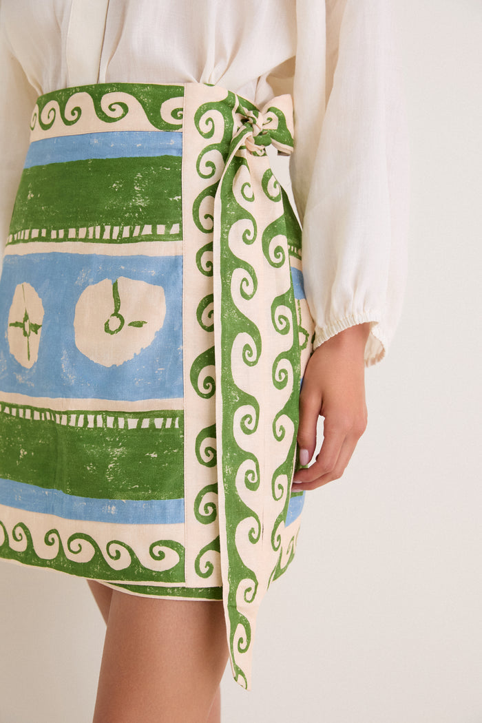 Olympia Fresco Payton Wrap Mini Skirt