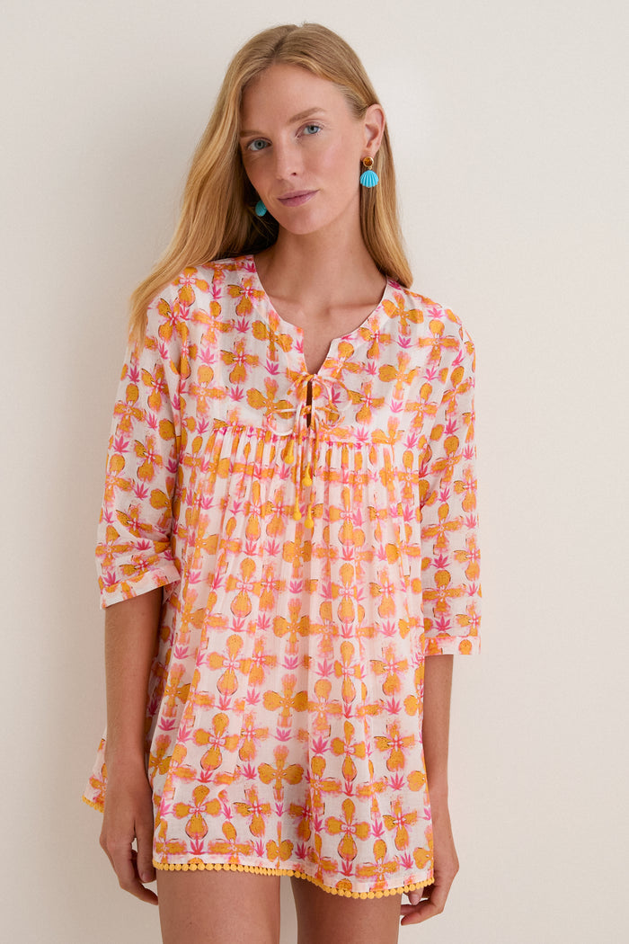 Orange Aura Seychelles Short Tunic