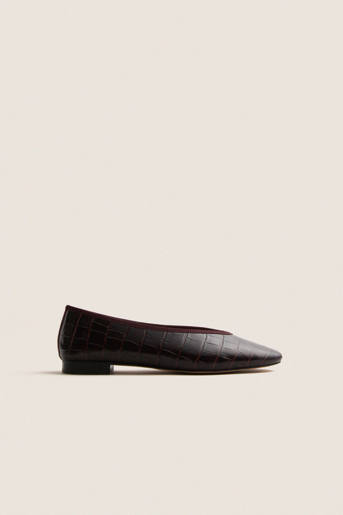 Oxblood Croc Nina Flats