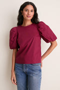 Oxblood Quilted Sleeve Olivia Blouse