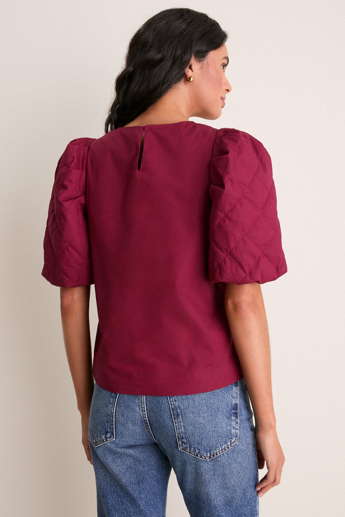 Oxblood Quilted Sleeve Olivia Blouse