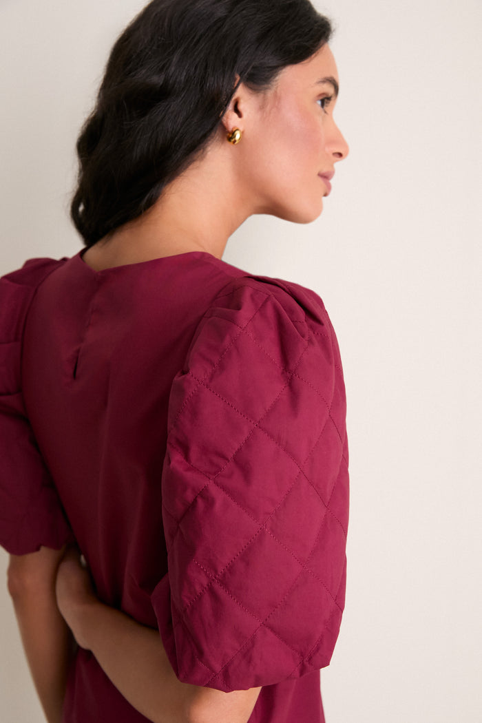 Oxblood Quilted Sleeve Olivia Blouse
