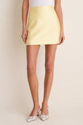 Pale Banana Dupioni Opal Straight Mini Skirt