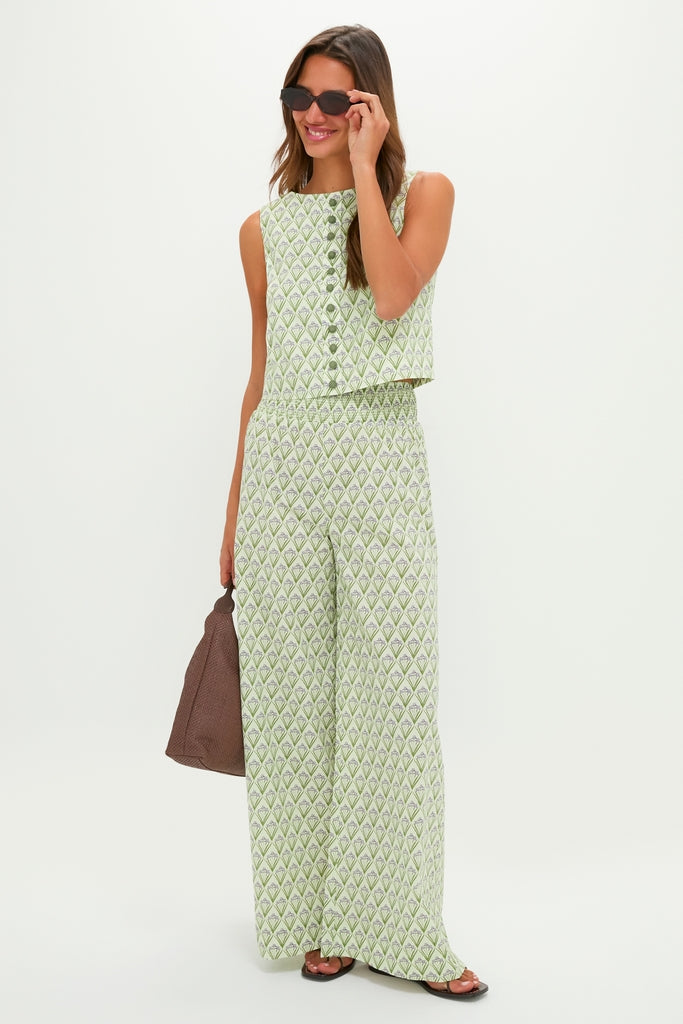 Pale Green Trellis Floral Ada Tank