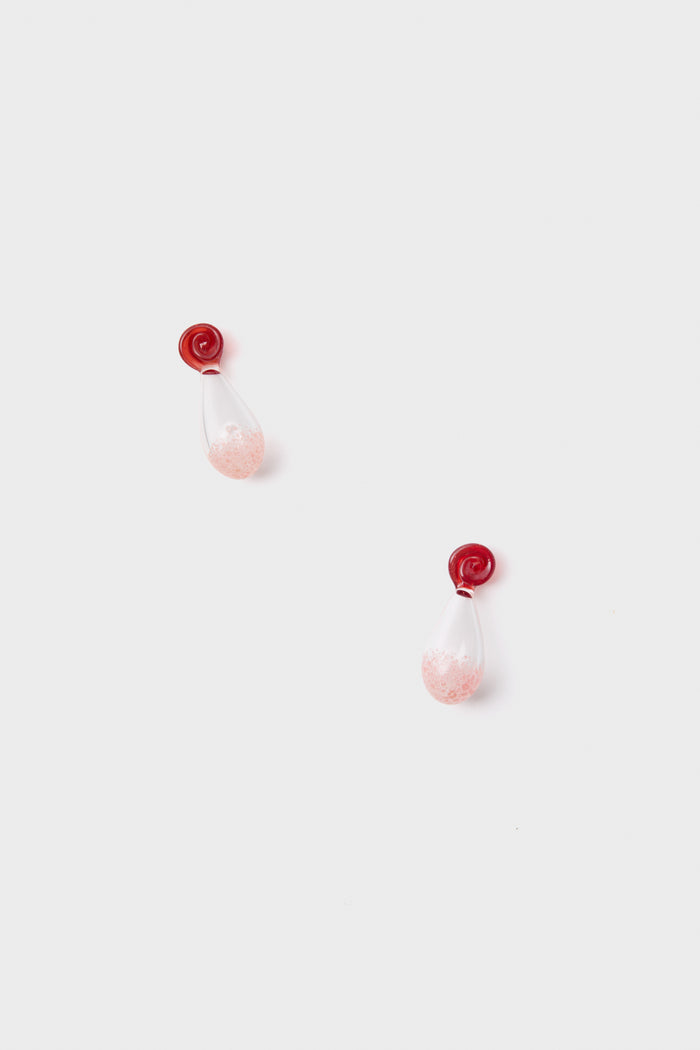 Pastel Glass Lady in Red Earrings