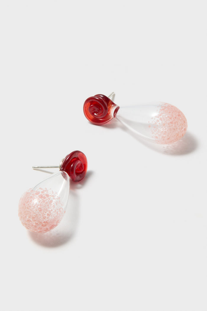 Pastel Glass Lady in Red Earrings