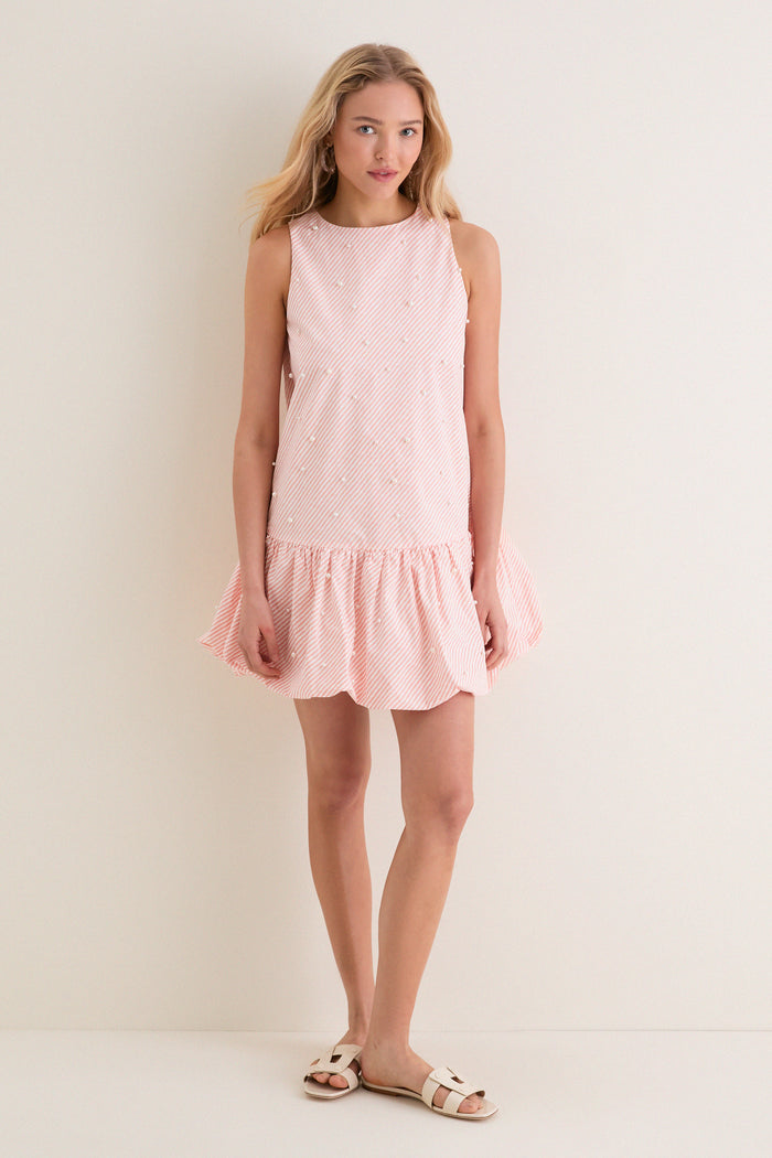 Peach Ivory Aurora Sleeveless Mini Dress