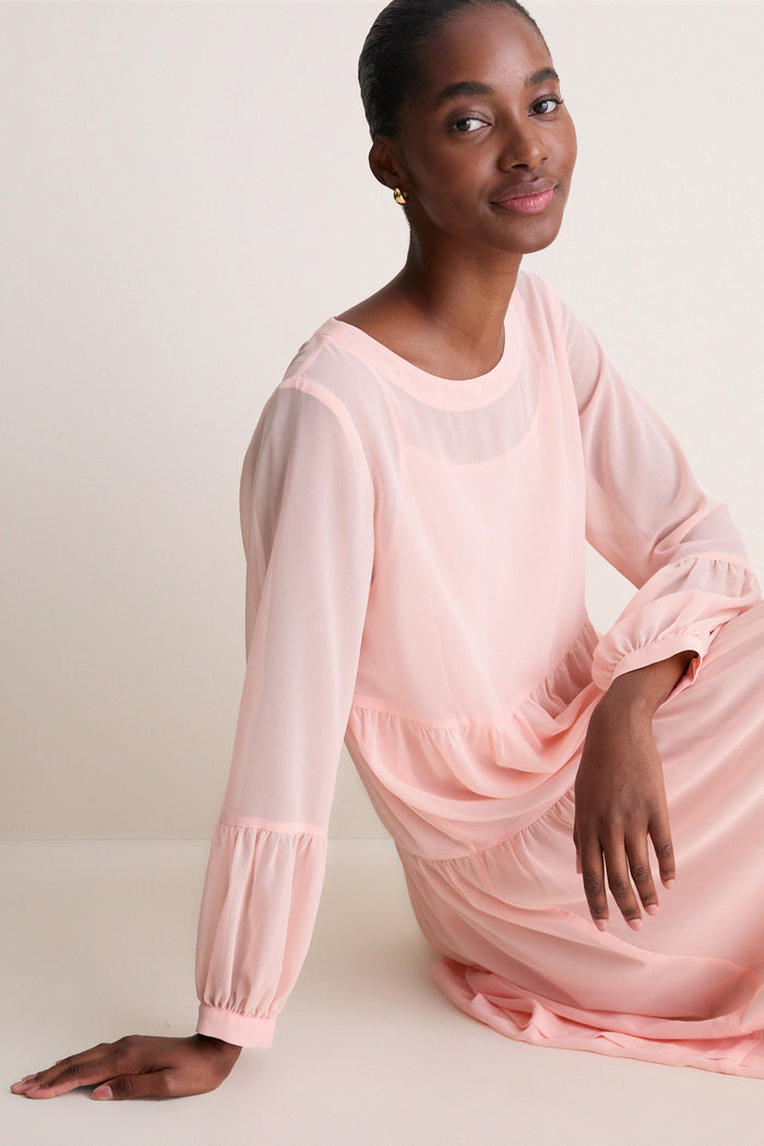 Peach Pink Chiffon Liesel Dress