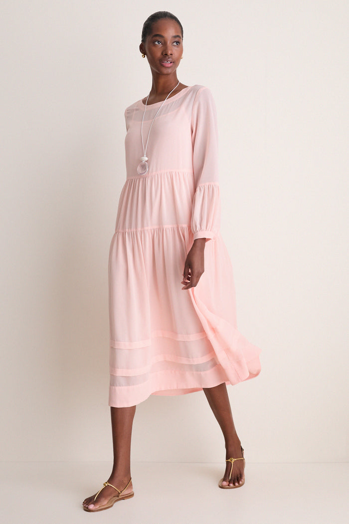 Peach Pink Chiffon Liesel Dress