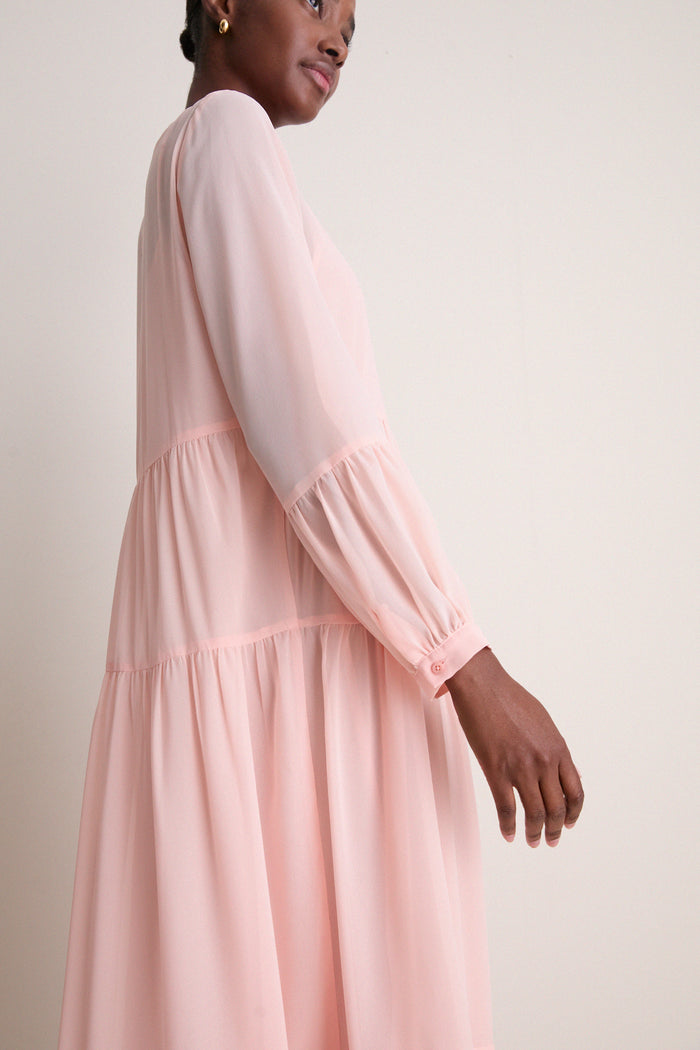 Peach Pink Chiffon Liesel Dress