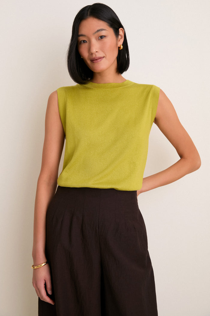 Pear Cashmere Silk Sleeveless Ava Shell