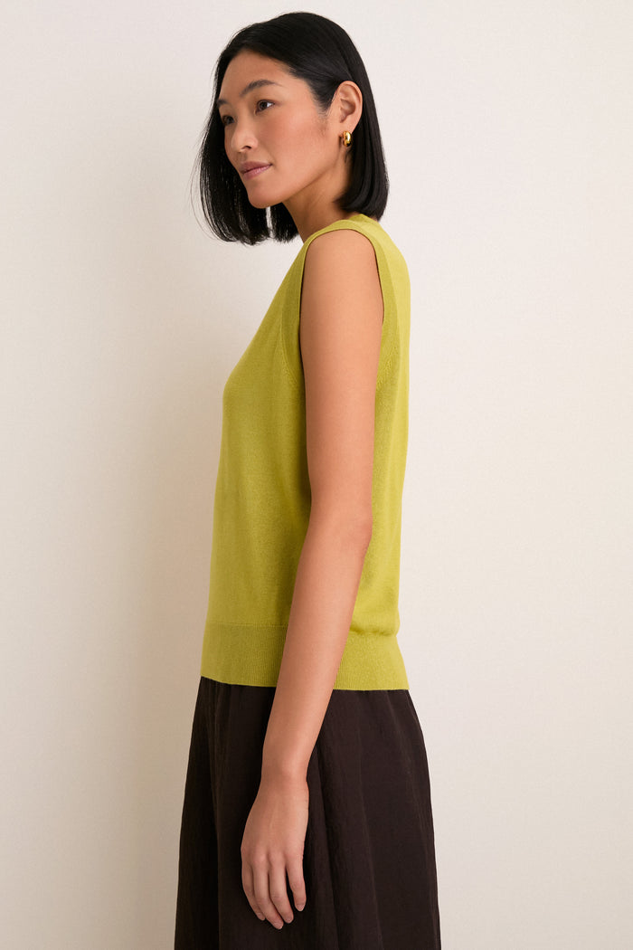 Pear Cashmere Silk Sleeveless Ava Shell
