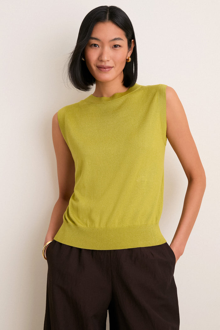Pear Cashmere Silk Sleeveless Ava Shell