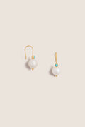 Pearl Earrings with Turquoise Stone