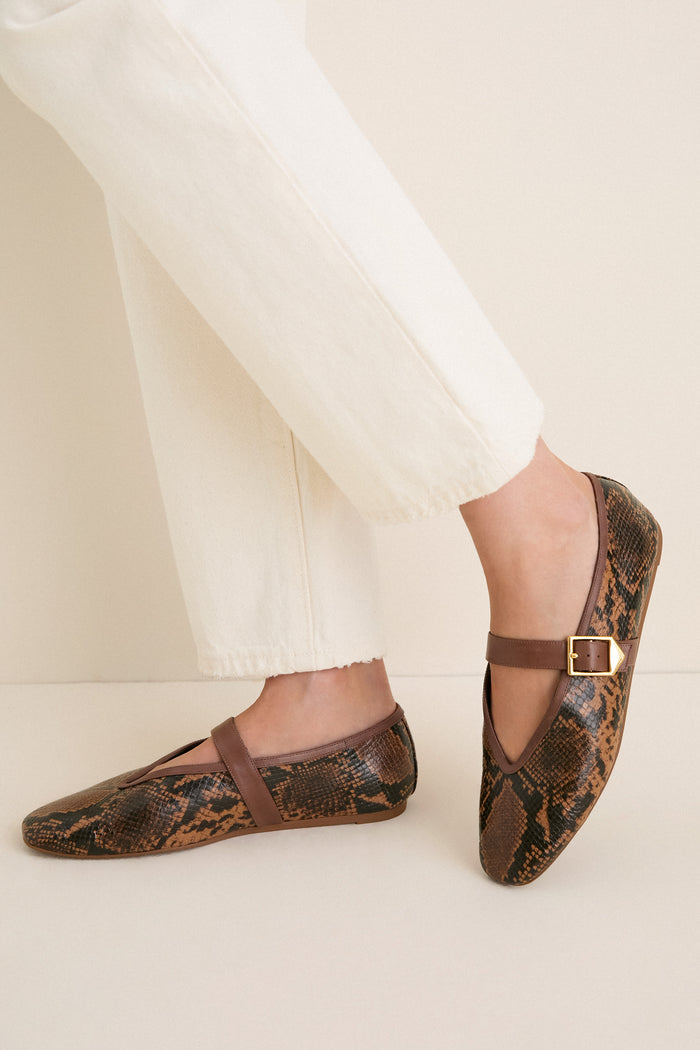 Pecan Brown Vick Buckle Flats