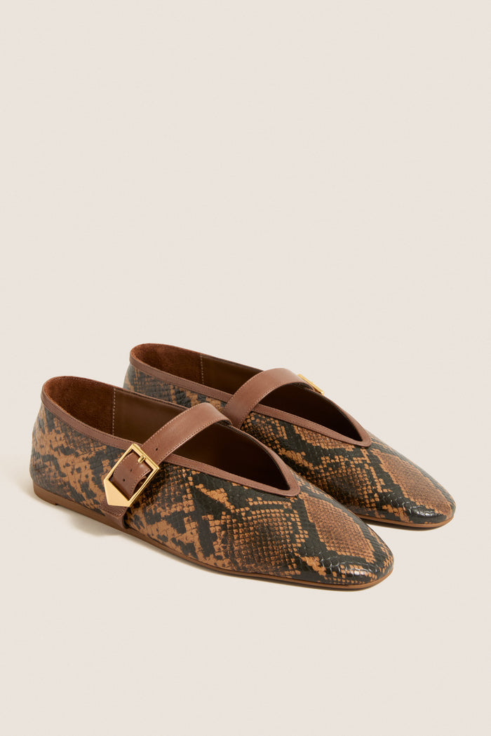 Pecan Brown Vick Buckle Flats