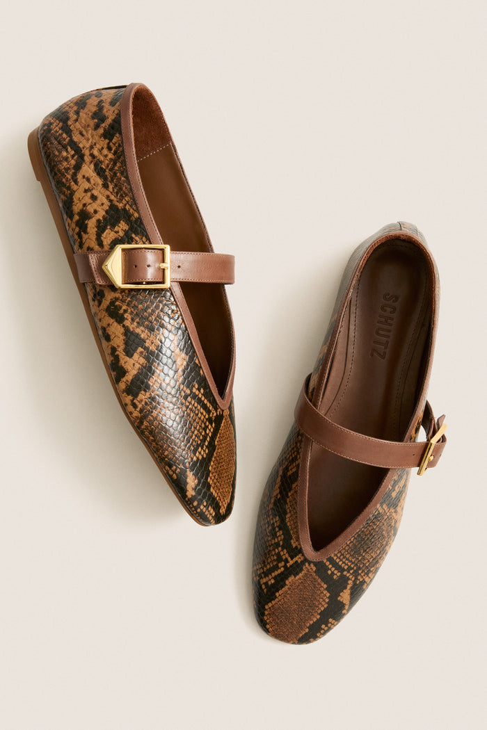 Pecan Brown Vick Buckle Flats