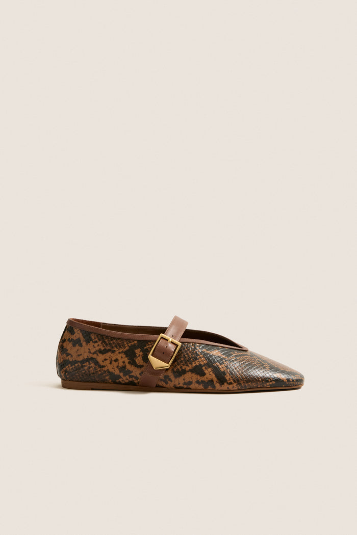 Pecan Brown Vick Buckle Flats