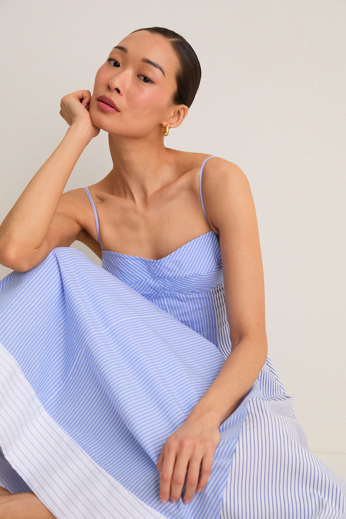 Periwinkle Multi Stripe Chamberlin Midi Dress