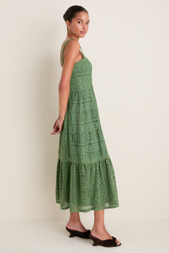 Pesto Lace Perrine Midi Dress