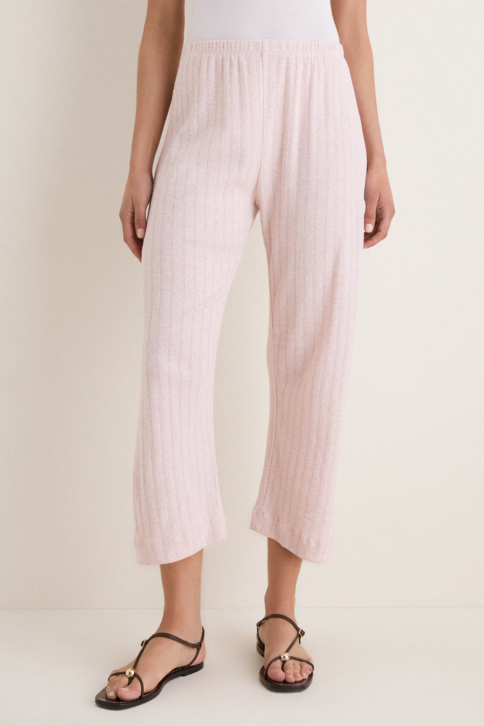 Petal Melange Pointelle Cropped Wide Leg Pant