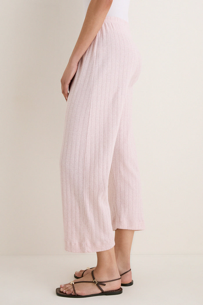 Petal Melange Pointelle Cropped Wide Leg Pant