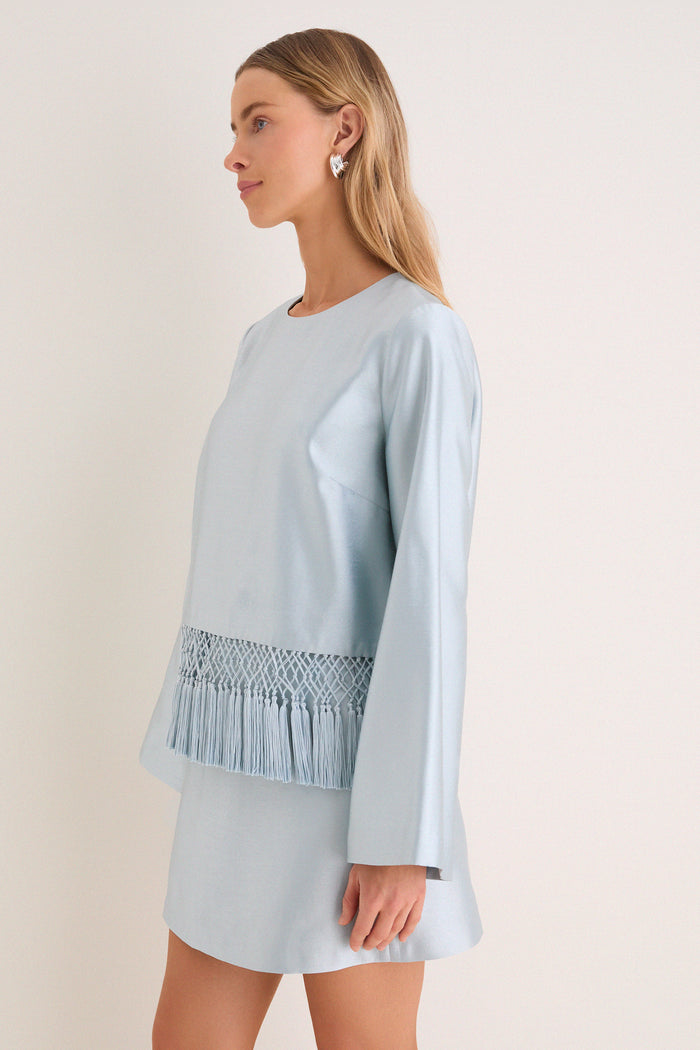 Pewter Blue Maxine Tassel Top