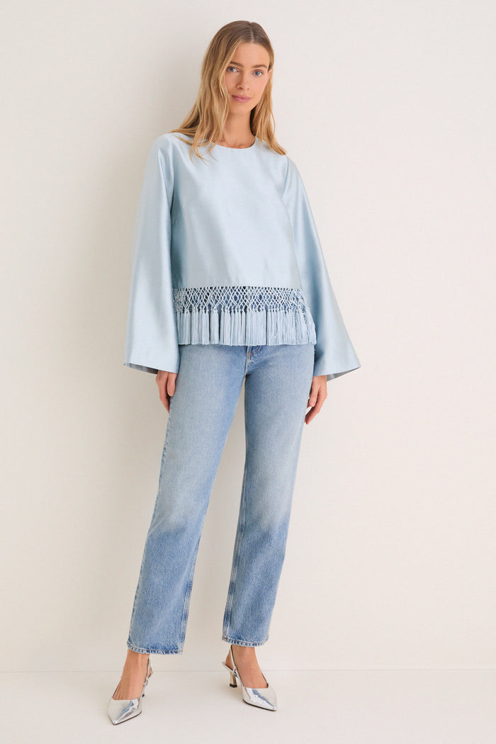 Pewter Blue Maxine Tassel Top