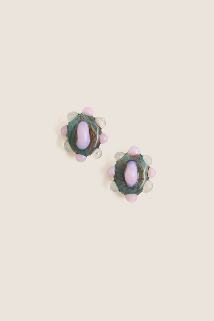 Pink and Blue Glass Lumira Earrings
