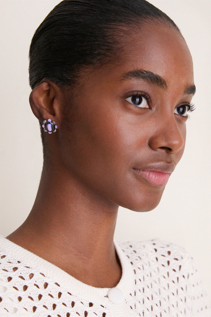Pink and Blue Glass Lumira Earrings