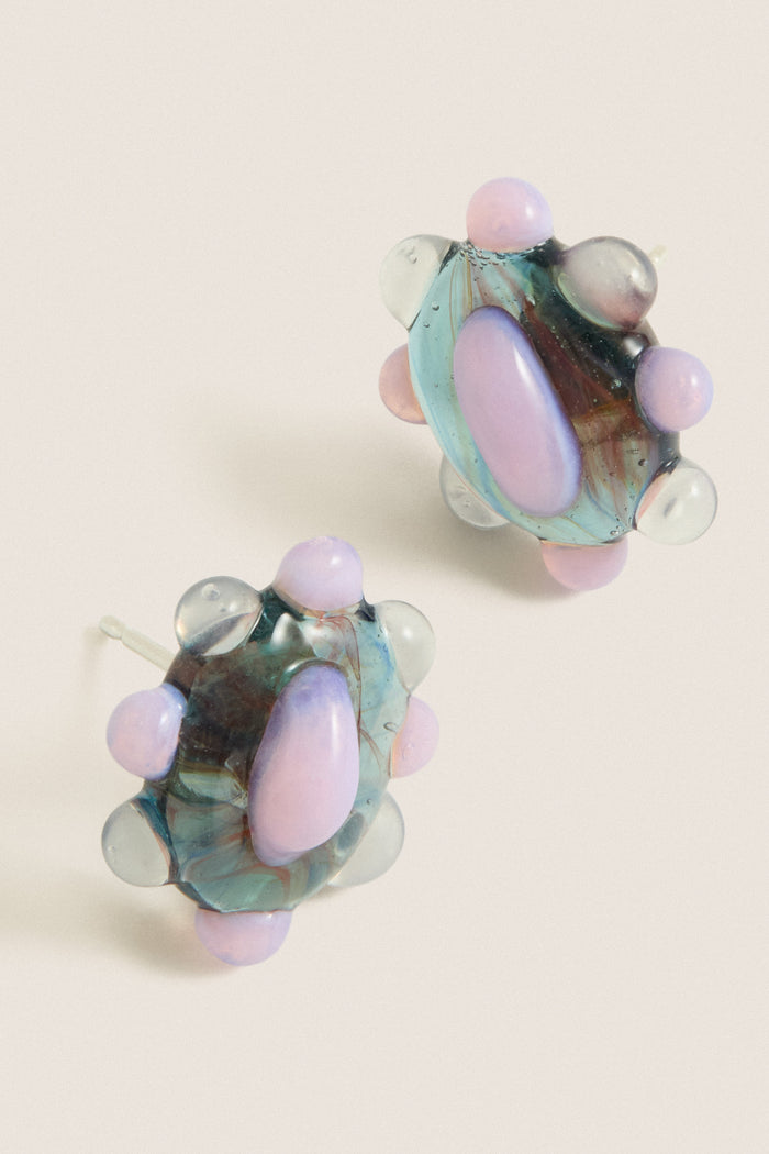 Pink and Blue Glass Lumira Earrings