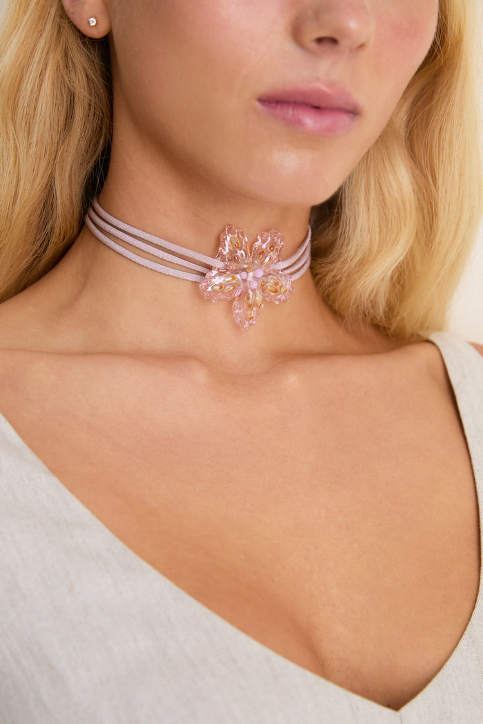 Pink Glass Betta Necklace