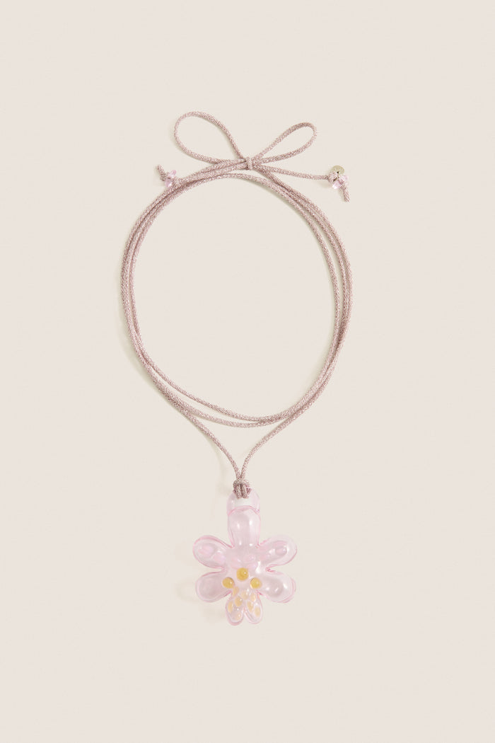Pink Glass Orchid Necklace