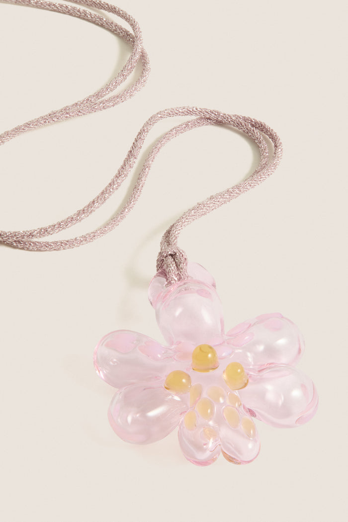 Pink Glass Orchid Necklace