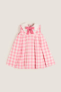 Pink Mariner Collar Sleeveless Checkered Dress