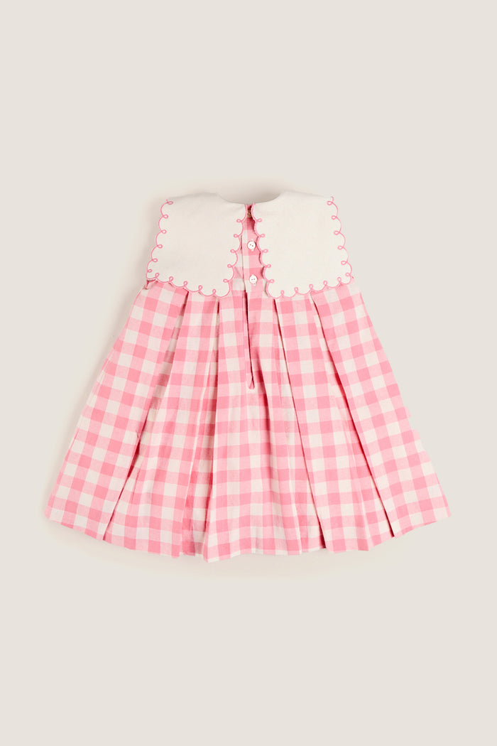 Pink Mariner Collar Sleeveless Checkered Dress