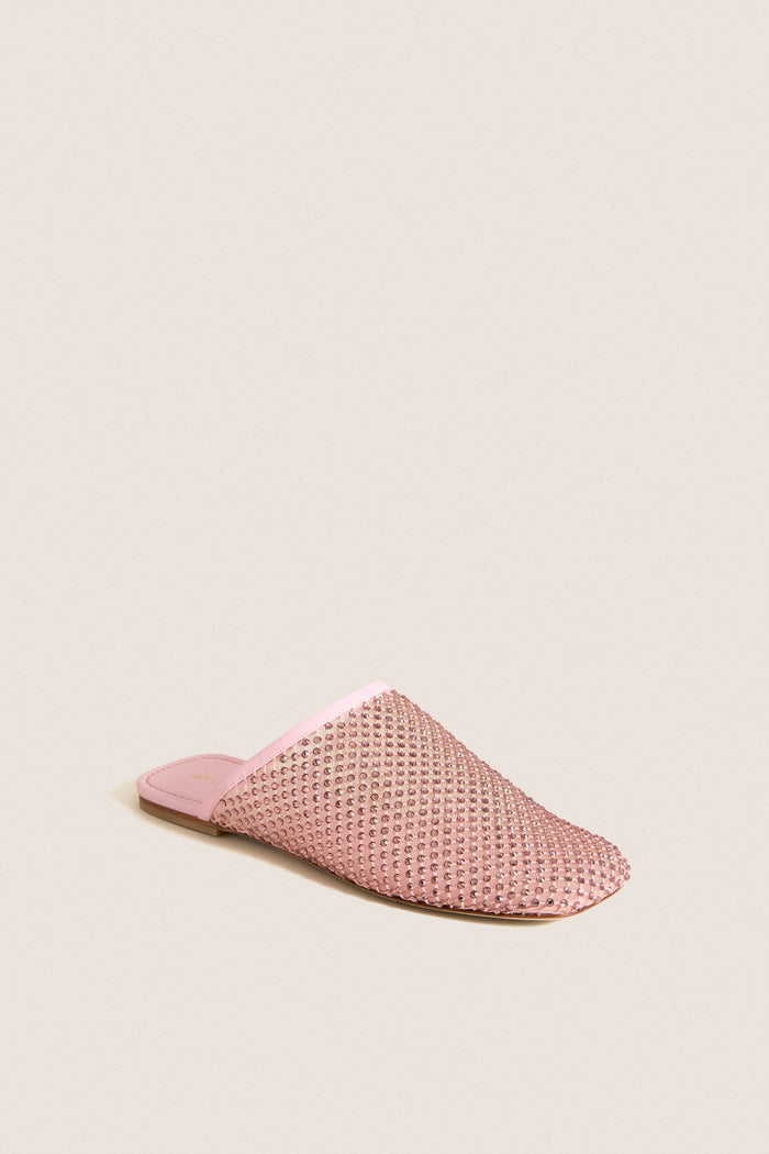 Pink Marshmallow Bareitall Shine Mules