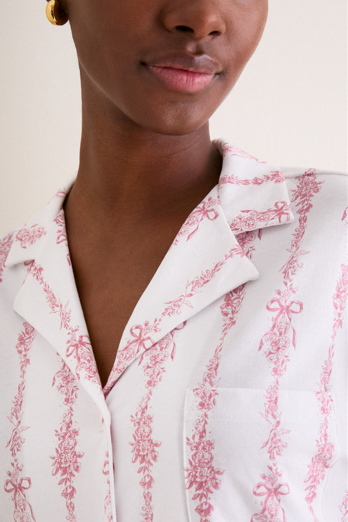 Pink Mayfair Toile Women's Pima Olivia Wide Leg